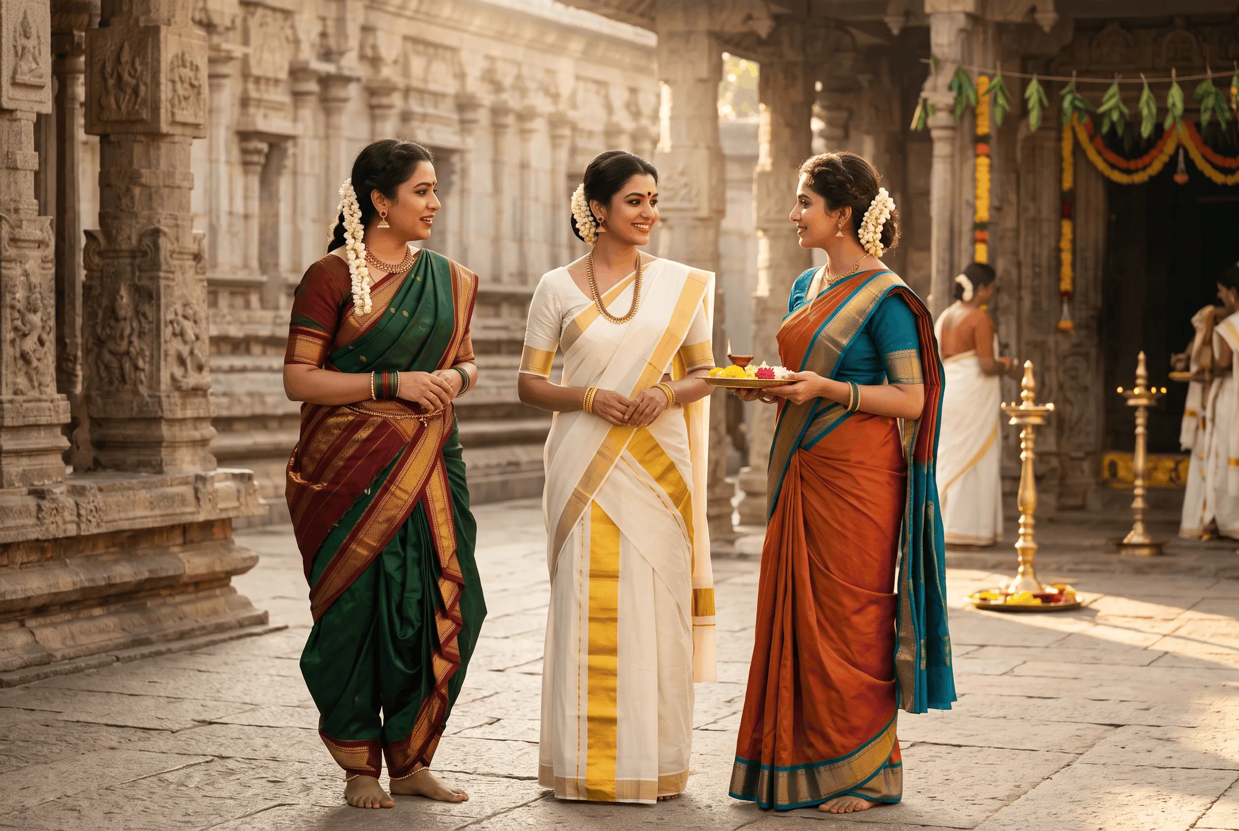 South Indian Saree Draping Styles: Madisar, Kerala Mundum & More – Draping Styles guide